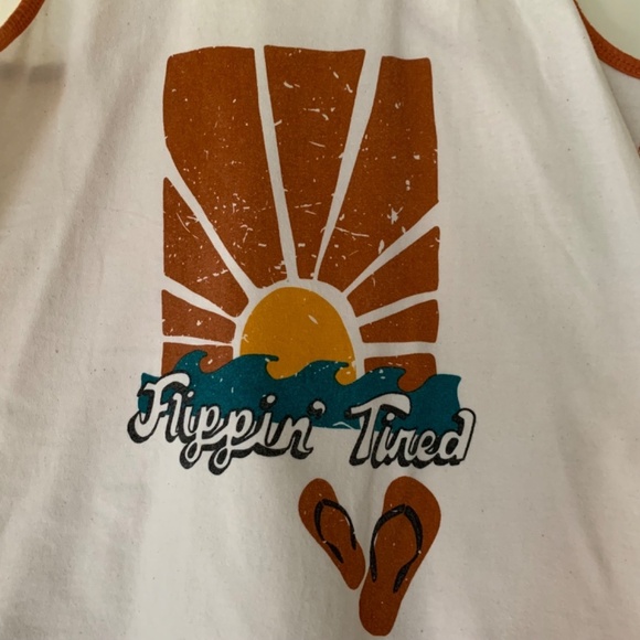 Lazy One “Flippin’ Tired” Retro Graphic Tank Top - Size Small - Picture 3 of 4